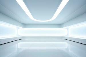 AI generated Abstract futuristic architecture background, Minimal technology white backdrop, Generative AI photo