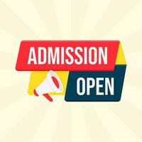 admission open label flat design vector with megaphone speaker
