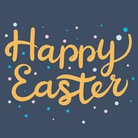 Happy Easter text banner. Handwriting Happy Easter lettering banner. Text holiday banner. Hand drawn vector art.