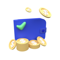 unique 3d render wallet coin icon .Trendy and modern in 3d style. png