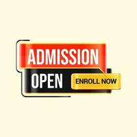 flat design admission open enroll now label clipart vector