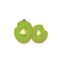 Kiwi Fruit Icon Set Vector Design. Ripe whole kiwi fruit and half kiwi fruit isolated on white background. Chinese gooseberry half cross section flat color vector icon for food apps and websites