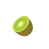 Kiwi Fruit Icon Set Vector Design. Ripe whole kiwi fruit and half kiwi fruit isolated on white background. Chinese gooseberry half cross section flat color vector icon for food apps and websites