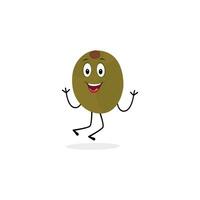 Cute kiwi cartoon. with happy facial expressions and different pose. Cartoon character of slice of kiwi with various chef emoticons vector