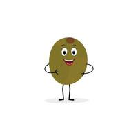 Cute kiwi cartoon. with happy facial expressions and different pose. Cartoon character of slice of kiwi with various chef emoticons vector