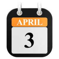 3d Rendern von ui Symbol April Tag 3 png