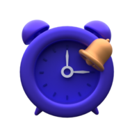 unique 3d rendering purple alarm clock icon .Trendy and modern in 3d style. png