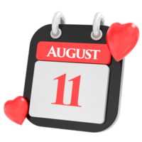 agosto con cuore mese giorno 11 png