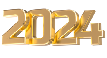 número 2024 oro 3d hacer png