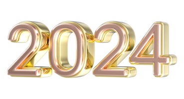 número 2024 oro 3d hacer png