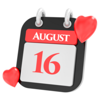 August mit Herz Monat Tag 16 png