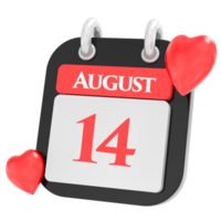 August mit Herz Monat Tag 14 png