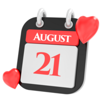 August mit Herz Monat Tag 21 png