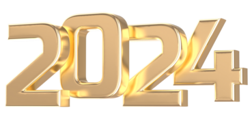 número 2024 oro 3d hacer png