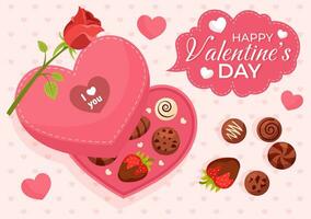 Happy Valentine's Day Vector Illustration on February 14 with Heart or Love for Couple Affection in Flat Valentine Holiday Cartoon Pink Background