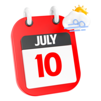 July Sunny Windy Heavy Rain 3D Icon Day 10 png