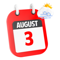 August Sunny Windy Heavy Rain 3D Icon Day 3 png