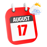 August Sunny Windy Heavy Rain 3D Icon Day 17 png