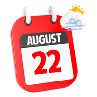 August sonnig windig schwer Regen 3d Symbol Tag 22 png