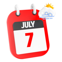 July Sunny Windy Heavy Rain 3D Icon Day 7 png