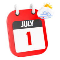 July Sunny Windy Heavy Rain 3D Icon Day 1 png