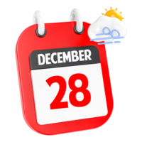 December Sunny Windy Heavy Rain 3D Icon Day 28 png