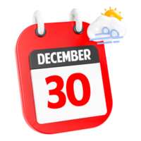 diciembre soleado Ventoso pesado lluvia 3d icono día 30 png