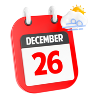 December Sunny Windy Heavy Rain 3D Icon Day 26 png