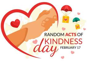 Random Acts of Kindness Vector Illustration on February 17th Various Small Actions to Give Happiness with Love in Flat Cartoon Background Design