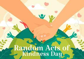 Random Acts of Kindness Vector Illustration on February 17th Various Small Actions to Give Happiness with Love in Flat Cartoon Background Design