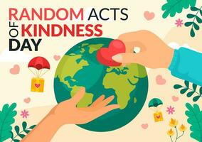 Random Acts of Kindness Vector Illustration on February 17th Various Small Actions to Give Happiness with Love in Flat Cartoon Background Design