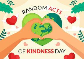 Random Acts of Kindness Vector Illustration on February 17th Various Small Actions to Give Happiness with Love in Flat Cartoon Background Design