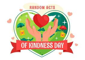 Random Acts of Kindness Vector Illustration on February 17th Various Small Actions to Give Happiness with Love in Flat Cartoon Background Design