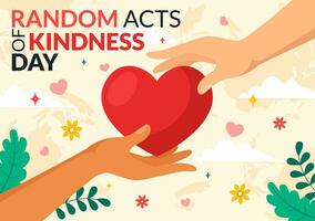 Random Acts of Kindness Vector Illustration on February 17th Various Small Actions to Give Happiness with Love in Flat Cartoon Background Design