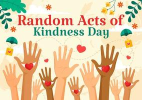 Random Acts of Kindness Vector Illustration on February 17th Various Small Actions to Give Happiness with Love in Flat Cartoon Background Design