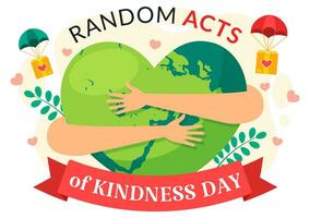 Random Acts of Kindness Vector Illustration on February 17th Various Small Actions to Give Happiness with Love in Flat Cartoon Background Design