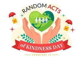 Random Acts of Kindness Vector Illustration on February 17th Various Small Actions to Give Happiness with Love in Flat Cartoon Background Design