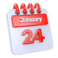 January Realistic Calendar Icon 3D Illustration of day 24 png