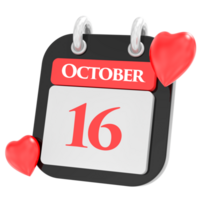 Oktober mit Herz Monat Tag 16 png