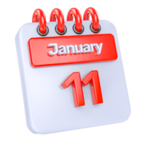 January Realistic Calendar Icon 3D Illustration of day 11 png