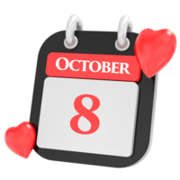 Oktober mit Herz Monat Tag 8 png