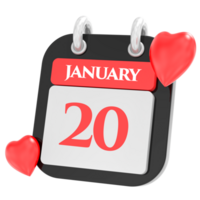 Heart For january month icon of day 20 png
