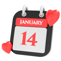 Heart For january month icon of day 14 png