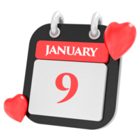Heart For january month icon of day 9 png