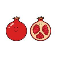 Vector illustration color children cute smiling fruit pomegranate clipart