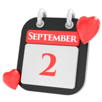 September mit Herz Monat Tag 2 png