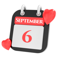 September mit Herz Monat Tag 6 png