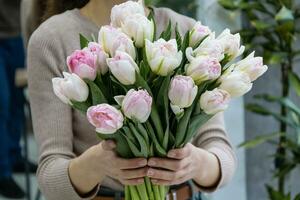 Lovely flowers tulips for a gift photo