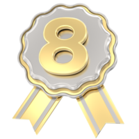 8 anniversaire d'or avec argent badge png