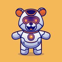 Cute Teddy Bear Robot Cartoon Vector Icon Illustration. Animal Science Icon Concept Isolated Premium Vector. Flat Cartoon Style